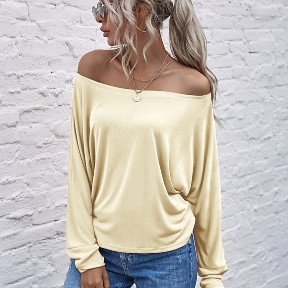 Pink off shoulder solid dolman sleeve top classic - Picture 8 of 15